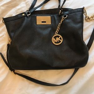 Michael Kors Black and Gold Leather Handbag